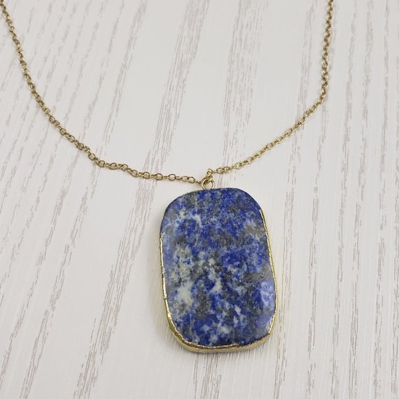 Jewelry - Sodalite Blue Gray Stone Pendant Chain Necklace